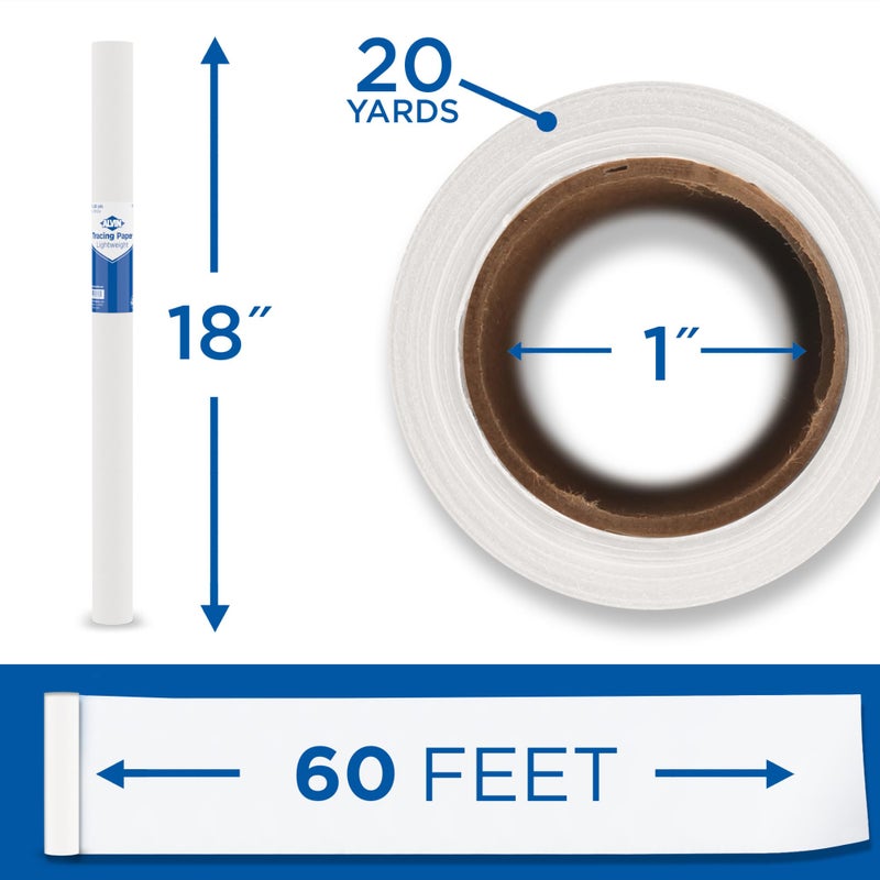 ALVIN 55W-C Lightweight Tracing Paper Roll, White, Suitable with Ink, Charcoal, Felt Tip Pen, for Sketching or Detailing - 18 Inches, 20 Yards, 1-inch Core - Image 2